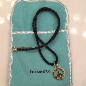 Tiffany Peace sign cord necklace